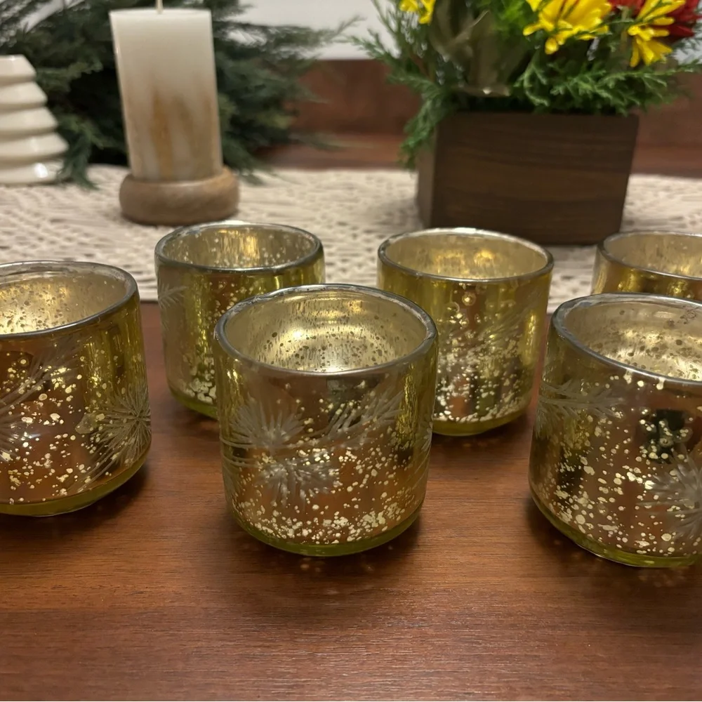 West Elm Mercury Glass Gold Decorative Candle Holders